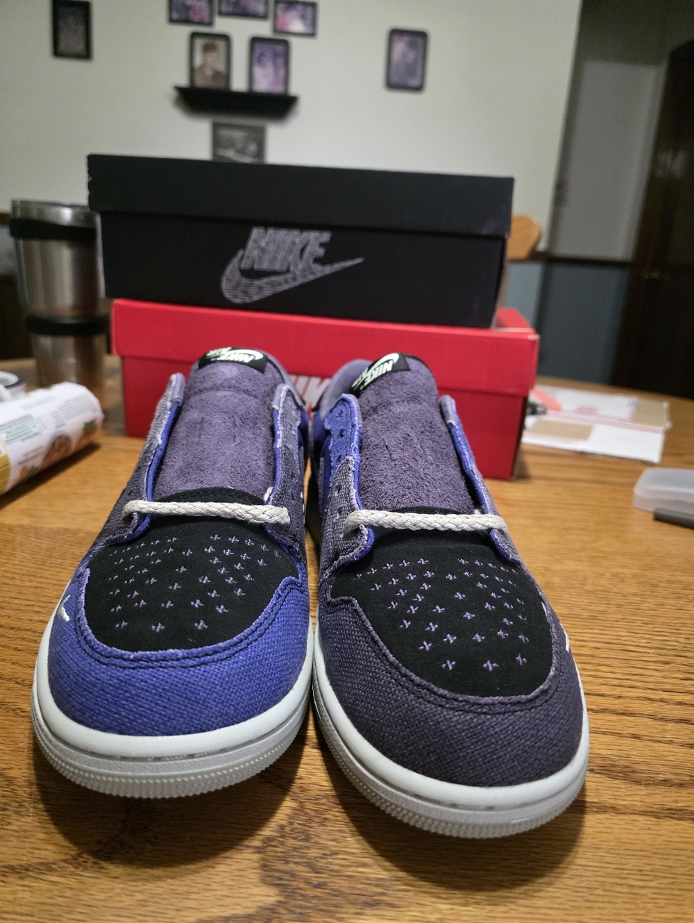 Jordan 1 Retro Low Sneakers in Purple, Black & Blue Size 10.5m, New!